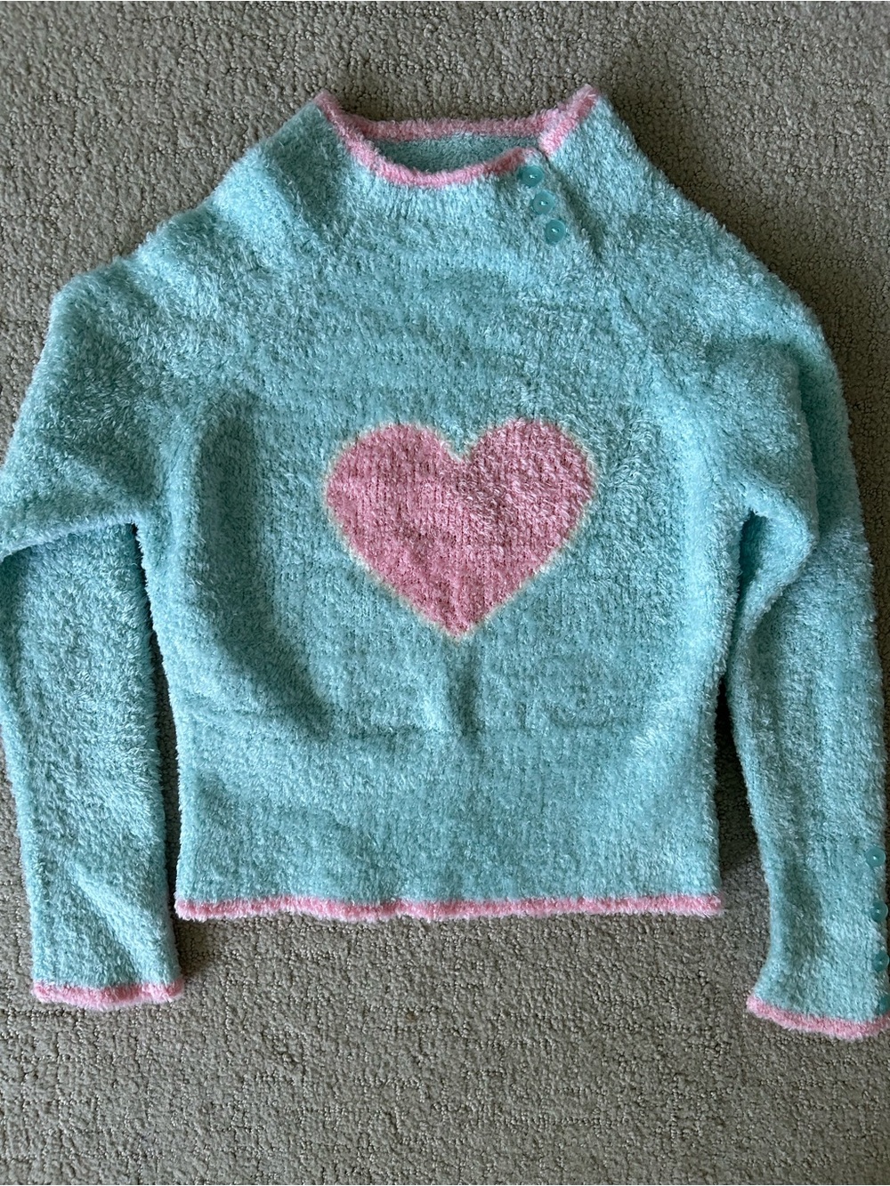 Y2K fuzzy knit heart sweater size 6 vintage early 2000s